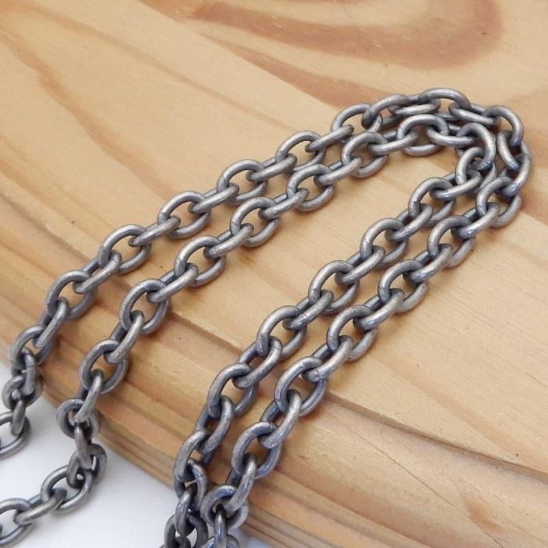 太い 燻し加工 ネックレス メンズ シルバー925 あずきチェーン 40cm 幅3.5mm シルバーネックレス メンズ チェーン あずきネックレス 小豆の画像