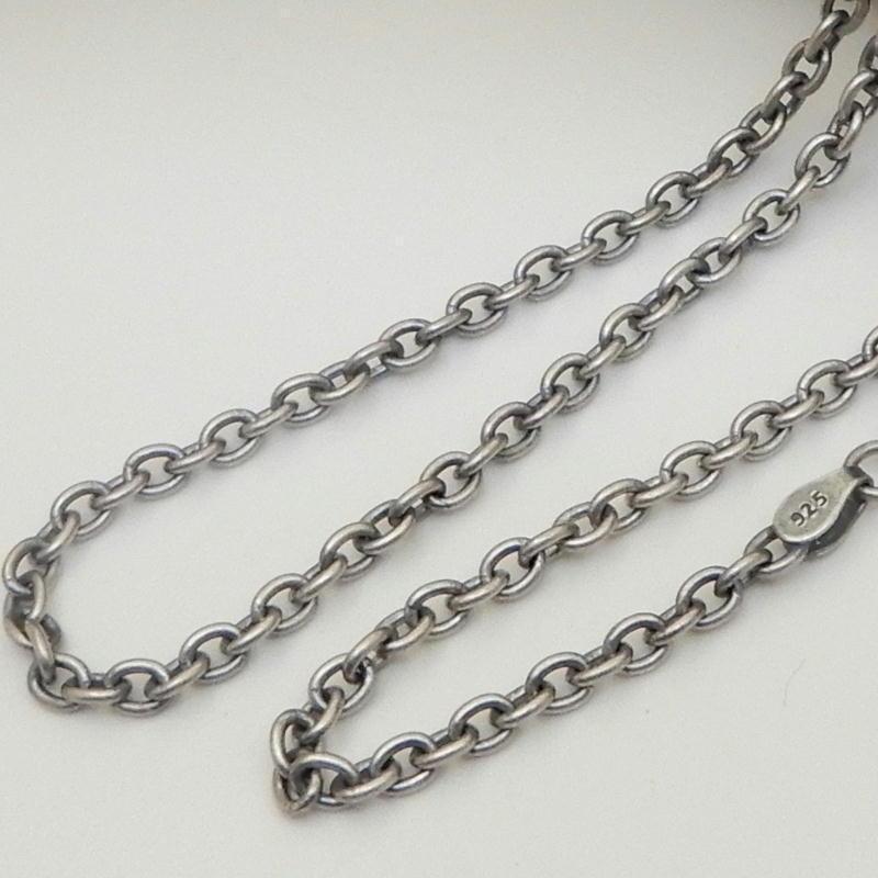 燻し加工 ネックレス メンズ シルバー925 あずきチェーン 45cm 幅2.8mm