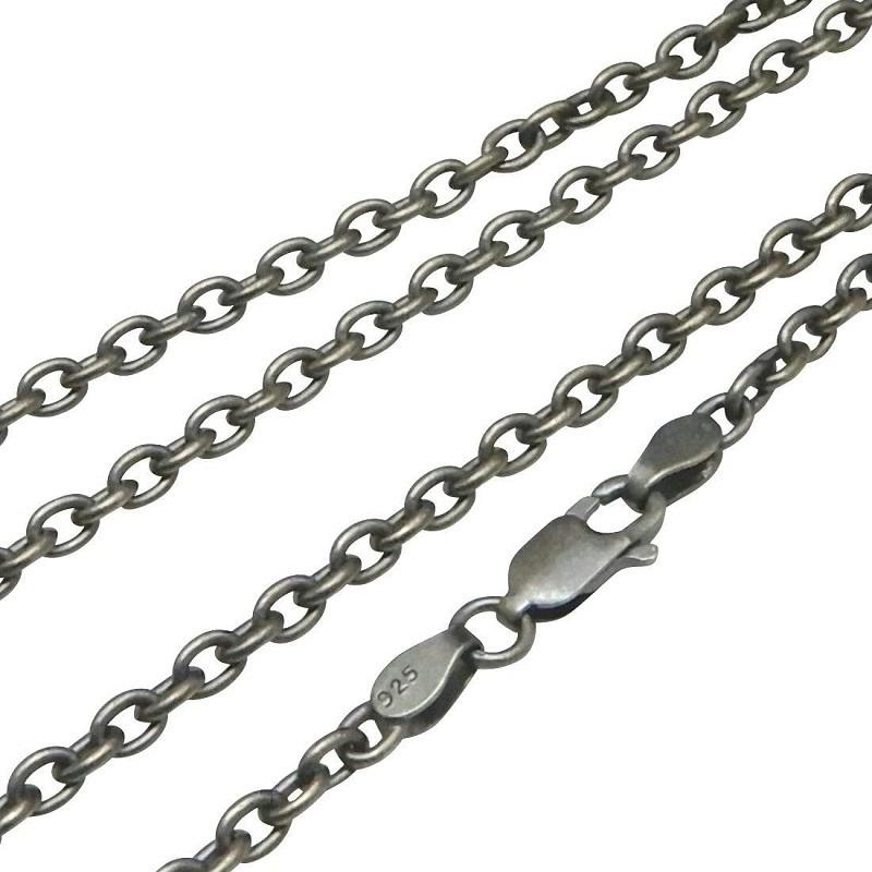 燻し加工 ネックレス メンズ シルバー925 あずきチェーン 50cm 幅2.8mm