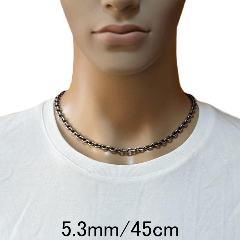 ネックレス メンズ シルバー925 あずきチェーン 45cm 幅5.3mm シルバー