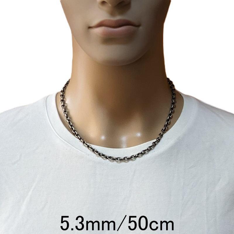 ネックレス メンズ シルバー925 あずきチェーン 50cm 幅5.3mm シルバー