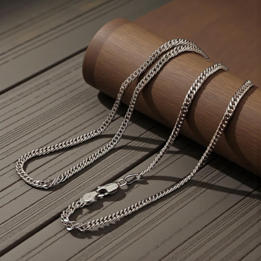 喜平 ネックレス メンズ シルバー925 チェーン ダブル喜平 2.6mm 45cm シルバーネックレス メンズ ネックレス チェーン ロジウム加工 喜平 チェーンの画像