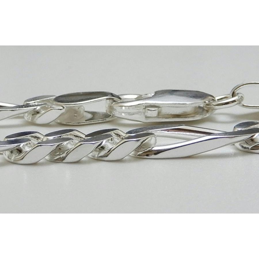 6.5mm 20cm 4面カット フィガロタイプのシルバーブレスレットFG224