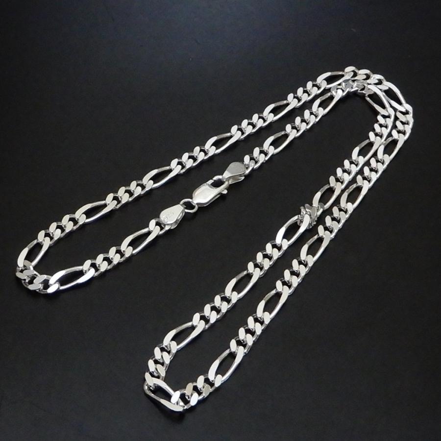 太い ネックレス メンズ シルバー925 フィガロ チェーン 60cm 4mm