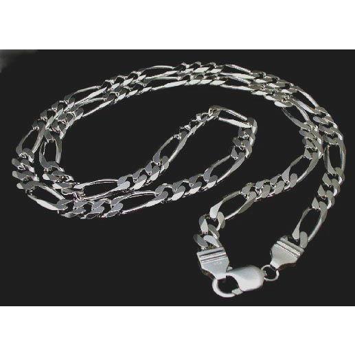 極太フィガロネックレスチェーン【silver925刻印】【美品】【仕上げ済み】 極太8.0mm60cmフィガロネックレスシルバーネックレス シルバー925