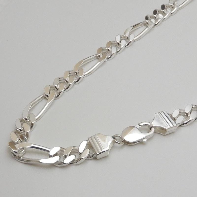 極太 メンズ ネックレス チェーン シルバー925 45cm 幅8.2mm フィガロネックレス シルバーネックレス メンズネックレス シルバーチェーン のみ 太い 人気 男の画像