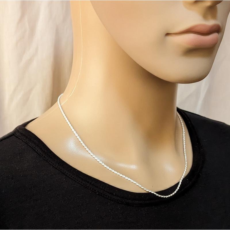 50cm 1.9mm カットフレンチロープチェーンネックレス シルバー