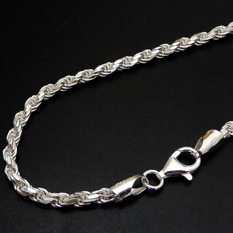 シルバー925 チェーン メンズ ネックレス 幅3.3mm 55cm チェーン メンズ 太め ロープチェーンシルバーネックレス メンズ ロープ ネックレス チェーンのみの画像
