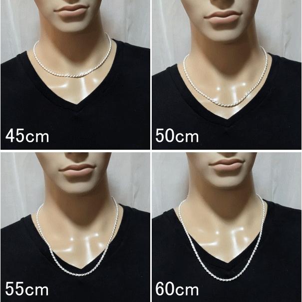 シルバー925 チェーン メンズ ネックレス 幅3.3mm 55cm 太め ロープ