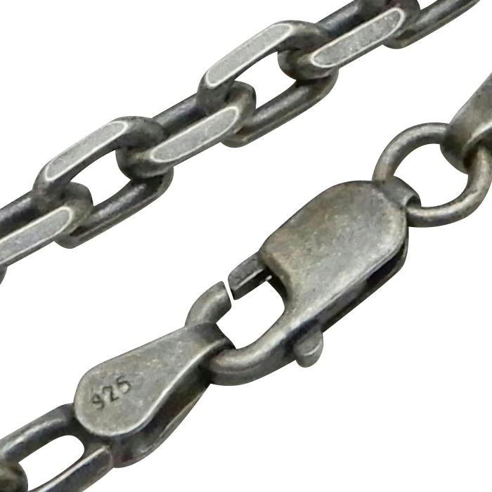太い シルバー925 チェーン メンズ ネックレス あずきチェーン 燻し加工 50cm 4.8mm かっこいい ネックレス シルバー925 メンズ 太い 4面 あずきネックレスの画像