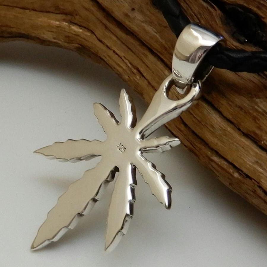 ネックレス メンズ シルバー925 マリファナネックレス オニキス ネックレス メンズ ペンダント シルバーネックレス ハンドメイド牛革付き |  | 03