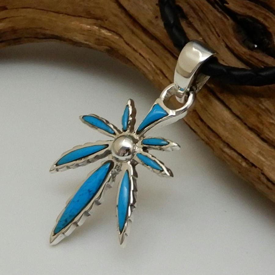 ネックレス メンズ シルバー925 マリファナネックレス ターコイズ ネックレス メンズ ペンダント シルバーネックレス ハンドメイド牛革付き |  | 01