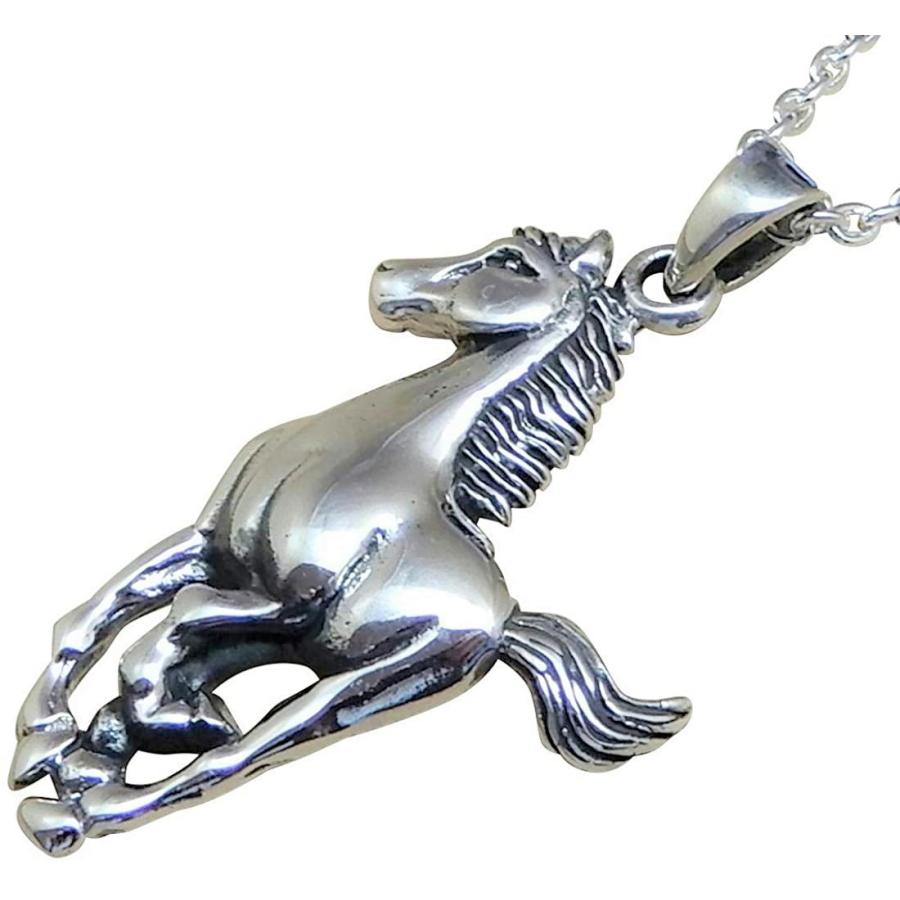 ネックレス メンズ シルバー925 馬 HORSE シルバーネックレス メンズネックレス ペンダント シルバーネックレス 馬ネックレス あずきチェーン付き | 
