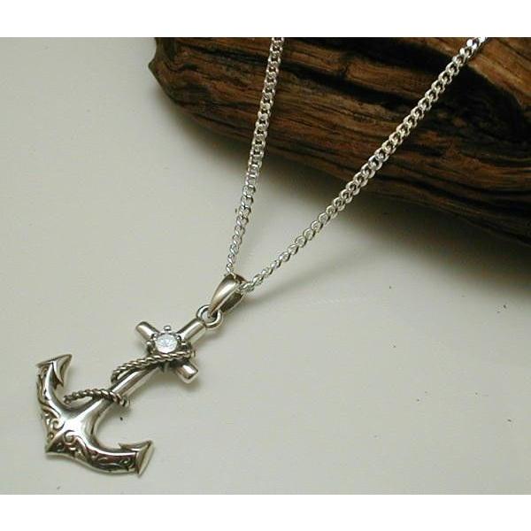 ロープを巻いた碇ネックレスキュービックジルコニアPG151cd6喜平