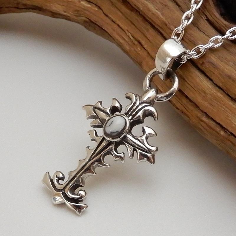 十字架 ネックレス メンズネックレス クロスネックレス シルバー925 ホワイトターコイズ ネックレス メンズ 人気 レディース 男女共ok Sv925 あずきチェーン付き Pg169cl 100点市場 通販 Yahoo ショッピング