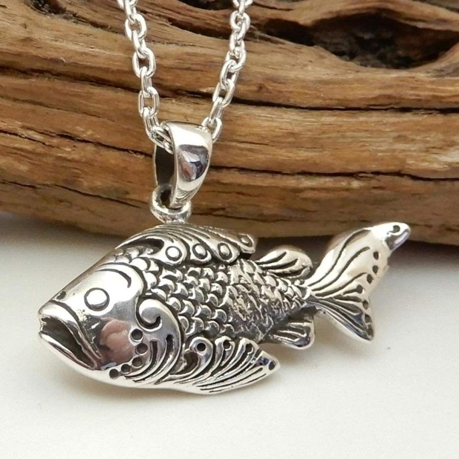 ネックレス メンズ シルバー925 お魚ネックレス フィッシュ シルバーネックレス メンズネックレス  SV925 あずきチェーン付き お守り 100 points |  | 03
