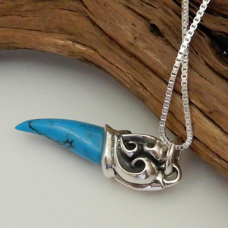 牙型 ターコイズ ネックレス シルバー925 メンズ シルバーネックレス