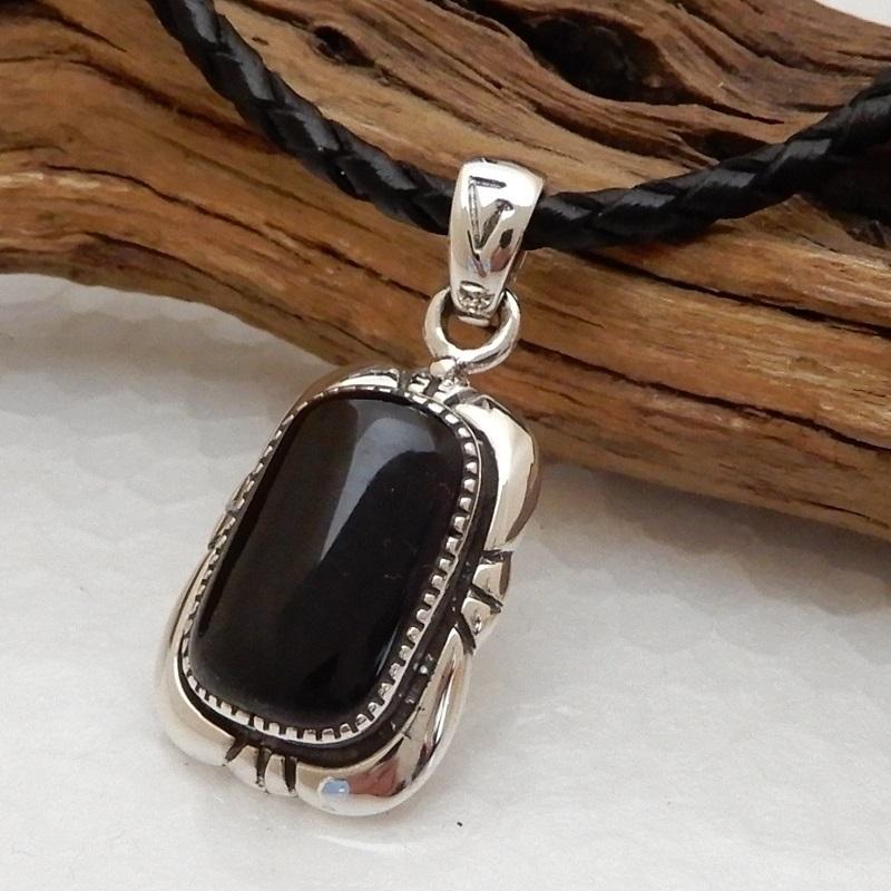 ネックレス メンズ シルバー925 オニキス ネックレス メンズ ペンダントトップ レザーネックレス 革紐 チョーカー シルバーネックレス メンズ 100 point |  | 03