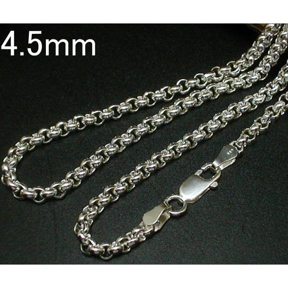 ネックレス メンズ シルバー925 ロールチェーン 55cm4.5mm シルバーネックレス メンズ チェーン 太め ロールネックレス シルバーチェーンの画像