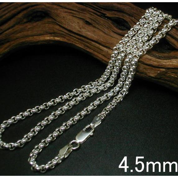 ネックレス メンズ シルバー925 ロールチェーン 55cm4.5mm シルバーネックレス メンズ チェーン 太め ロールネックレス シルバーチェーンの画像