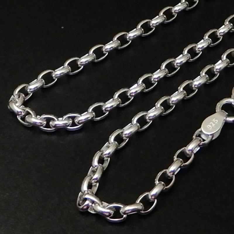 ネックレス メンズ シルバー925 オーバルロールチェーン 50cm 幅3.4mm