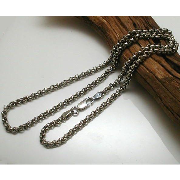 燻し加工 ネックレス メンズ シルバー925 ロールチェーン 50cm3.3mm