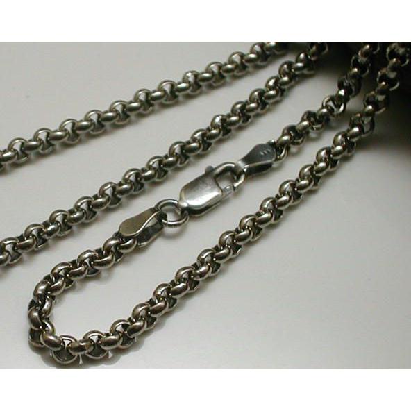 太め 燻し加工 ネックレス メンズ シルバー925 ロールチェーン 40cm3 