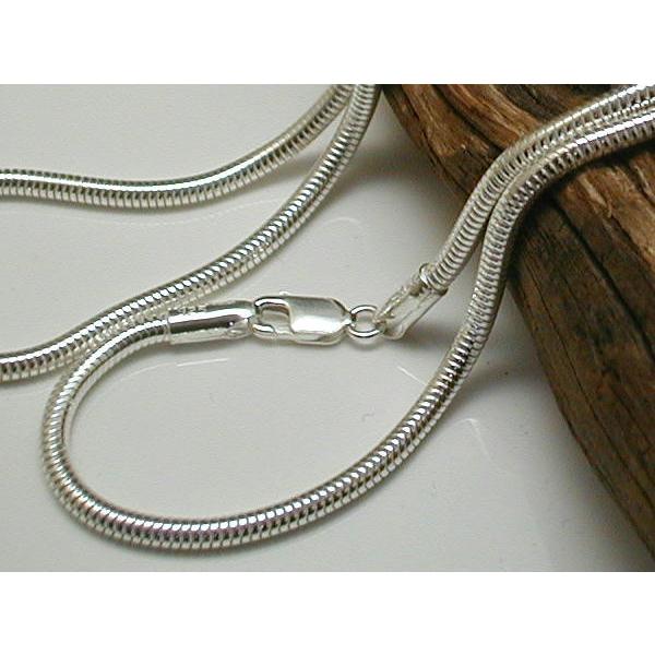 ネックレス メンズ シルバー925 スネークチェーン 50cm2mm 蛇革の質感