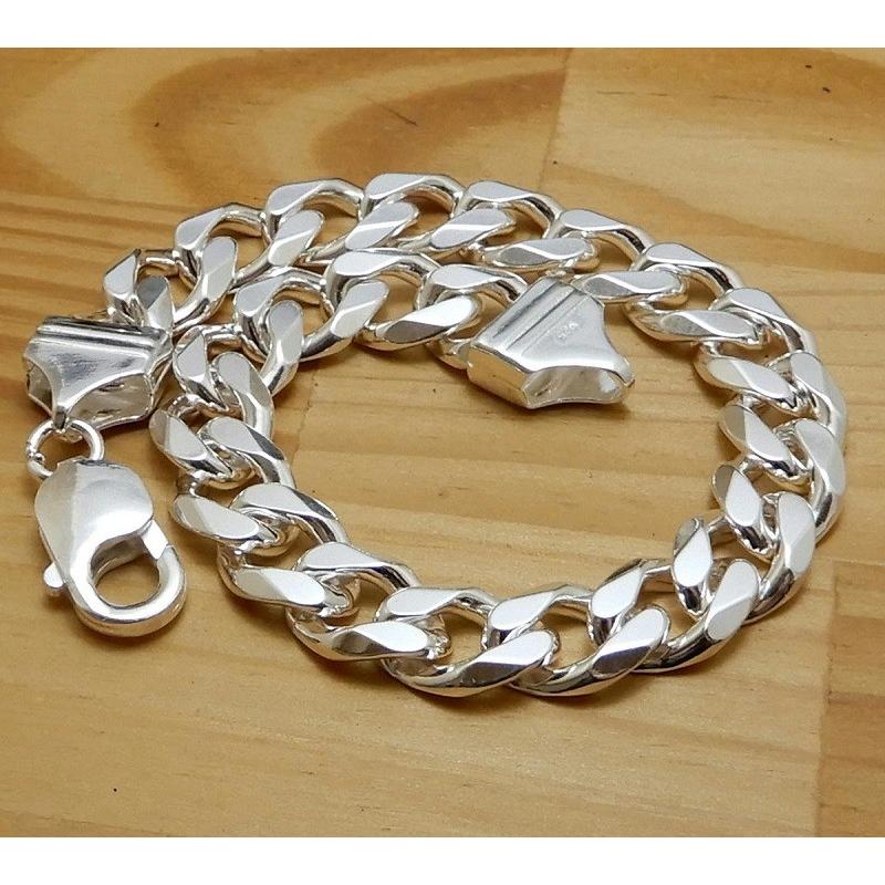 極太 幅9.2mm 21cm シルバーブレスレット 喜平 ブレスレット メンズ