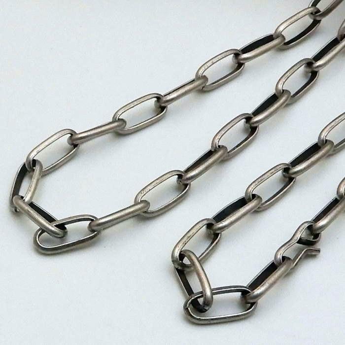 極太 燻し加工 ネックレス メンズ チェーン シルバー925 ナバホ族 5.5mm50cm ナバホチェーン シルバーネックレス メンズ ナバホネックレス いぶし銀の画像