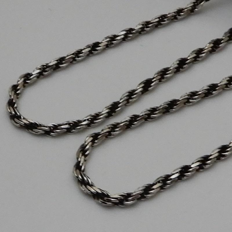 シルバー925 チェーン メンズ ネックレス 幅2.8mm 55cm 燻し ロープ