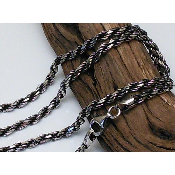 燻し加工 55cm 3.3mm チェーン ネックレス メンズ シルバー925 ロープチェーン シルバーネックレス メンズ ロープネックレス いぶし銀 太め 鎖 チェーン のみの画像