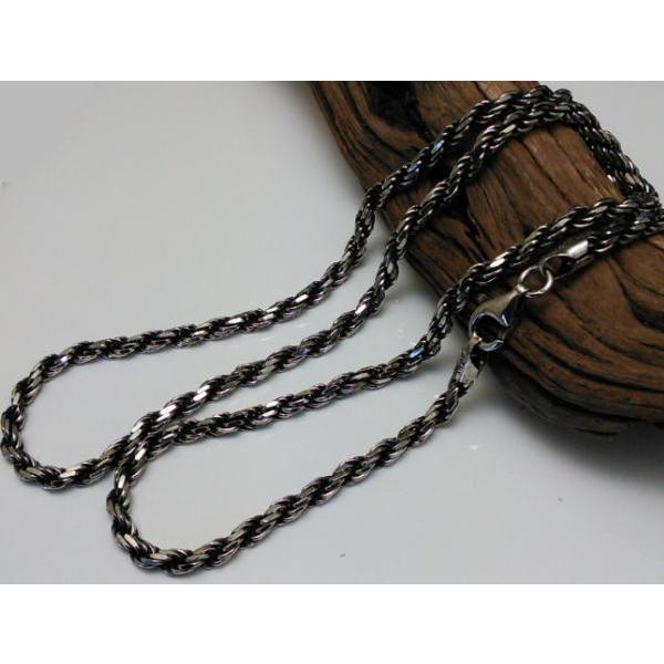 燻し加工 55cm 3.3mm チェーン ネックレス メンズ シルバー925 ロープチェーン シルバーネックレス メンズ ロープネックレス いぶし銀 太め 鎖 チェーン のみの画像