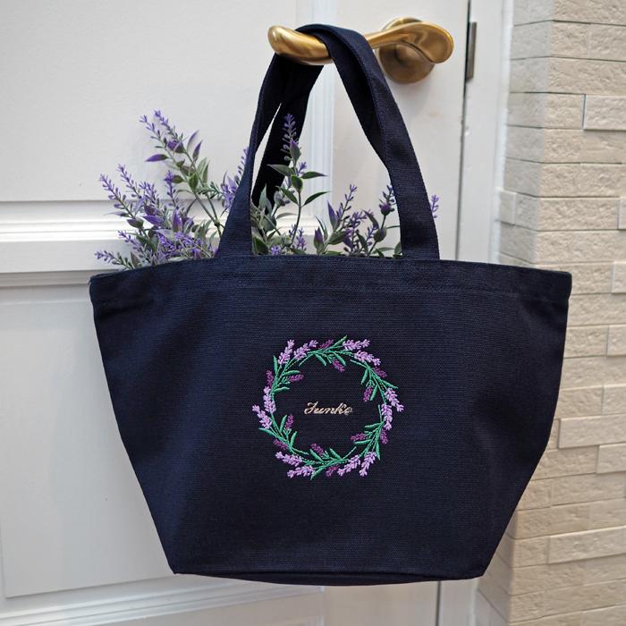 ❤ハーブラベンダー❤ ハンドメイド バッグ ミモザ（MIMOSA） 名入れ ミニトートバッグ ラベンダー 刺繍