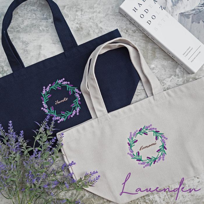 ❤ハーブラベンダー❤ ハンドメイド バッグ ミモザ（MIMOSA） 名入れ ミニトートバッグ ラベンダー 刺繍