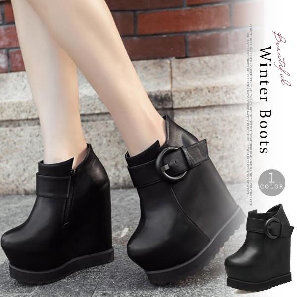 1407円 送料無料キャンペーン ブーティー レディース チャンキー ショートブーツ 秋冬 シンプル 歩きやすい ハイヒール 厚底 合皮