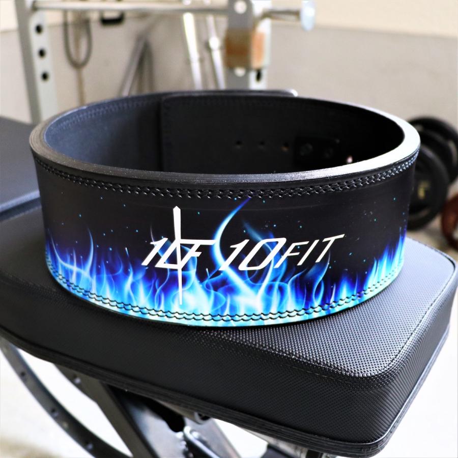 レバーアクションベルト パワーベルト リフティングベルト ブラック 青い炎 レザー 筋トレ 10FIT TE-116_2