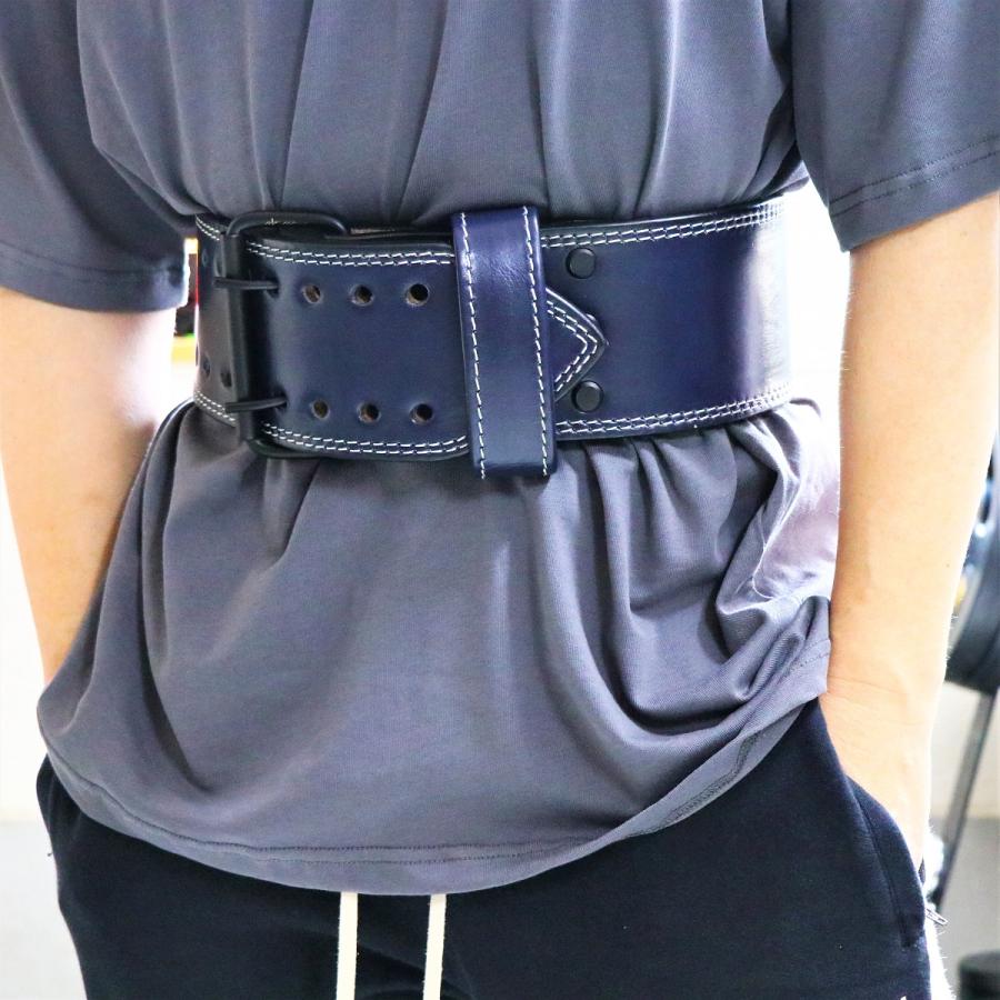 トレーニングベルト パワーベルト リフティングベルト ネイビー レザー 筋トレ 10FIT TE-121_11