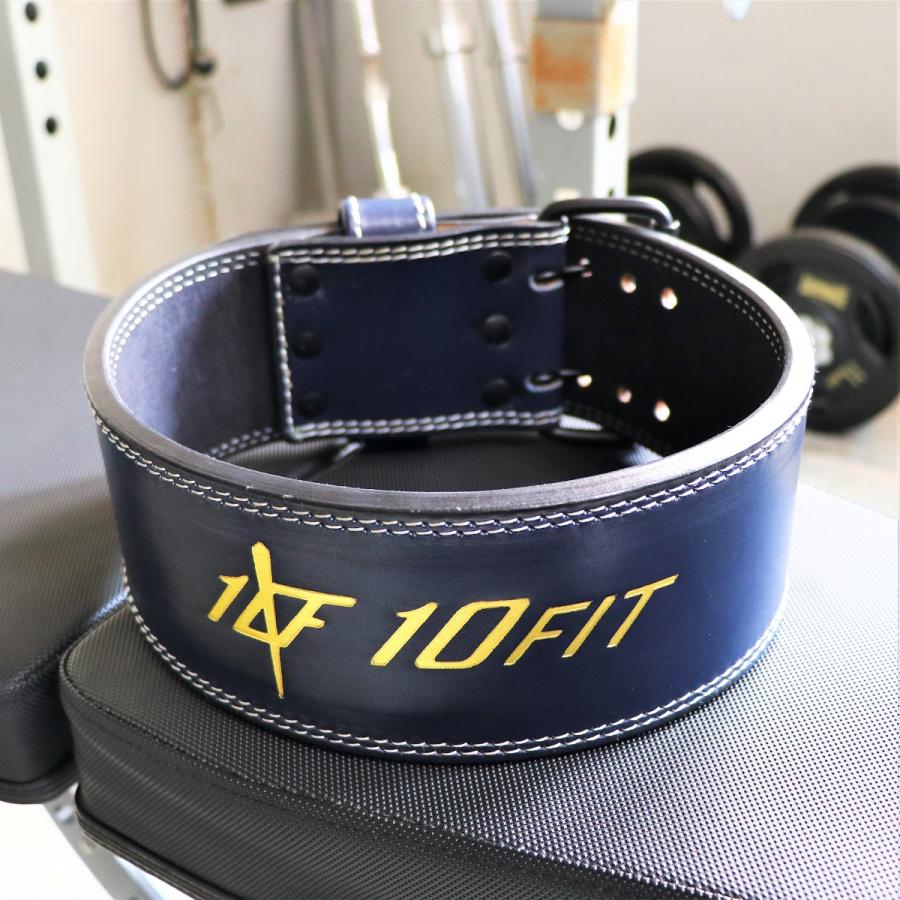トレーニングベルト パワーベルト リフティングベルト ネイビー レザー 筋トレ 10FIT TE-121_2