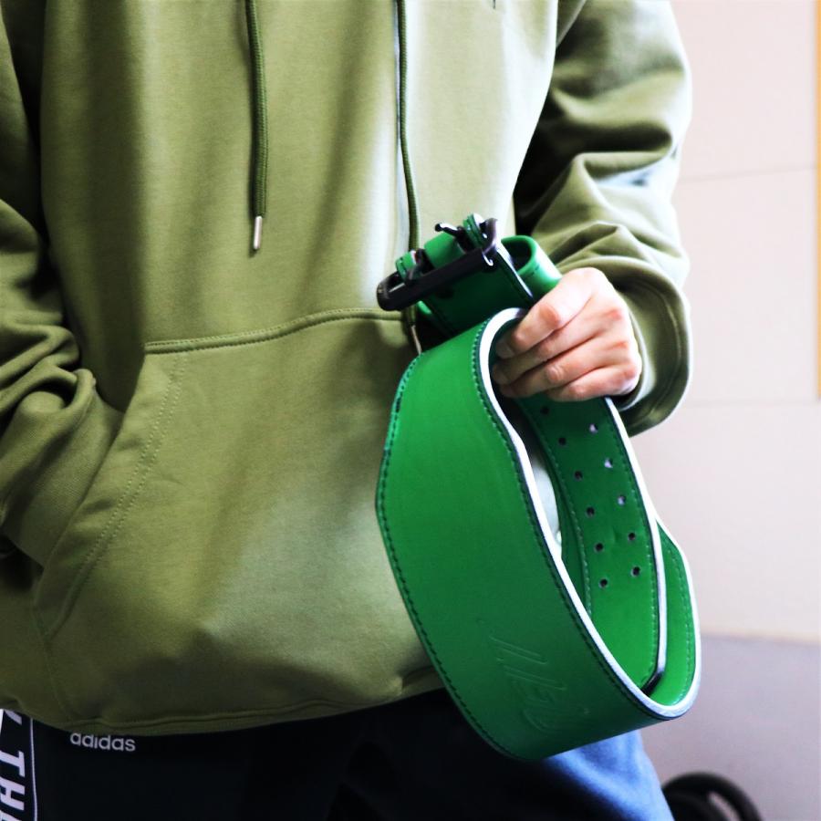 トレーニングベルト パワーベルト リフティングベルト レザー 緑色