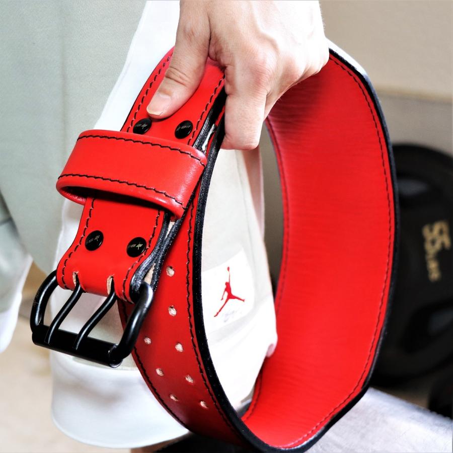 大幅値下げ‼️新品！本革レッドトレーニングパワーベルト 10FIT（テンフィット） トレーニングベルト パワーベルト リフティング
