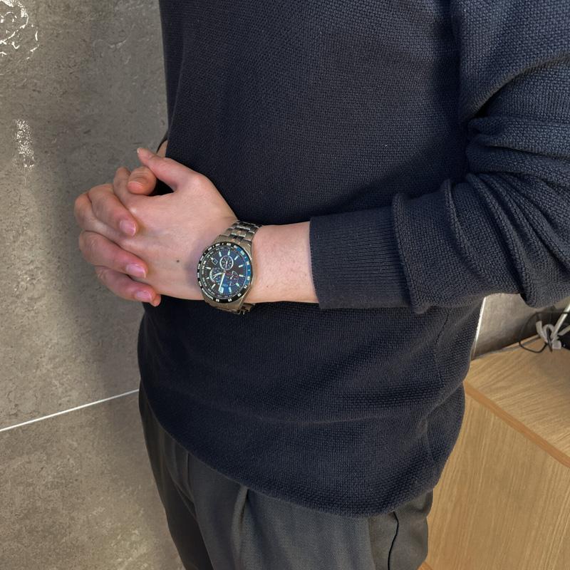 シチズンコレクション CITIZENCOLLECTION エコ・ドライブ電波時計　ダイレクトフライト　クロノグラフ CB5874-90E メンズ 爆買の画像