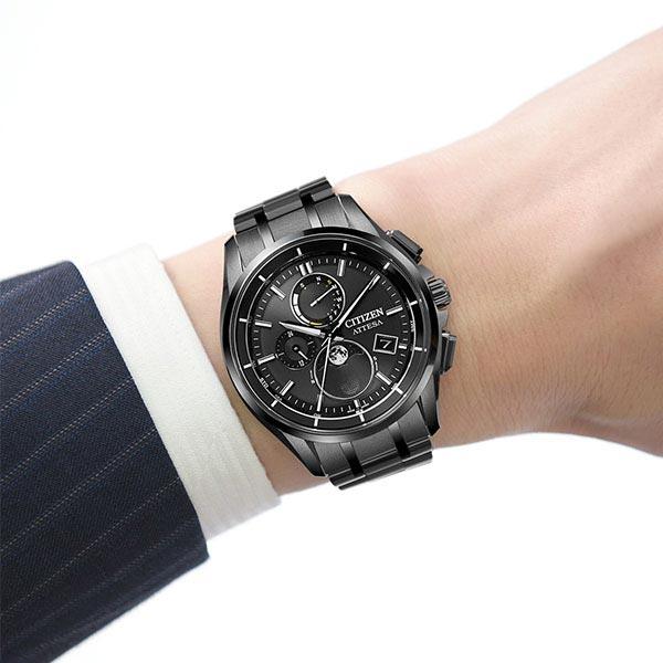 シチズン アテッサ ATTESA ダイレクトフライト ムーンフェイズ Black Titanium Series BY1006-62E メンズ 爆買の画像