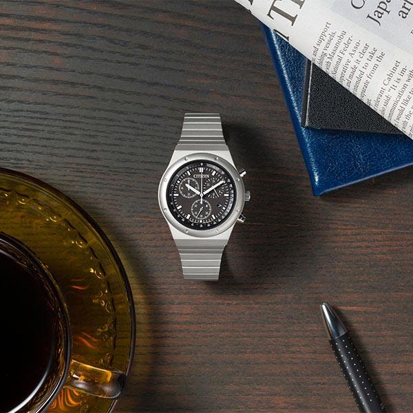 シチズン レコードレーベル RECORD LABEL 1984 chronograph 特定店取扱いモデル AT2540-57E メンズ 爆買の画像