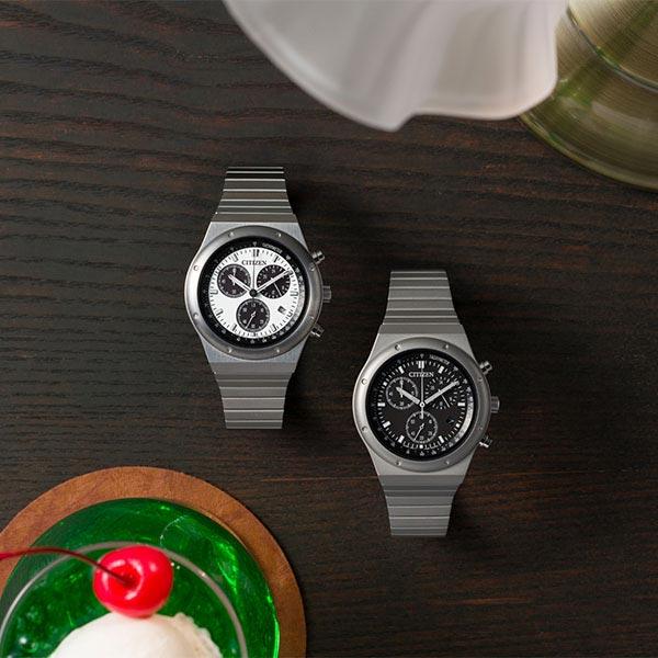 シチズン レコードレーベル RECORD LABEL 1984 chronograph 特定店取扱いモデル AT2541-54A メンズ 爆買の画像