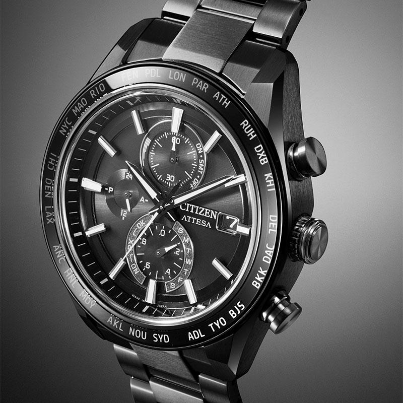 シチズン アテッサ ATTESA ACT Line AT8294-59E メンズ ブラックチタン エコドライブ電波 ソーラー アクト 爆買の画像
