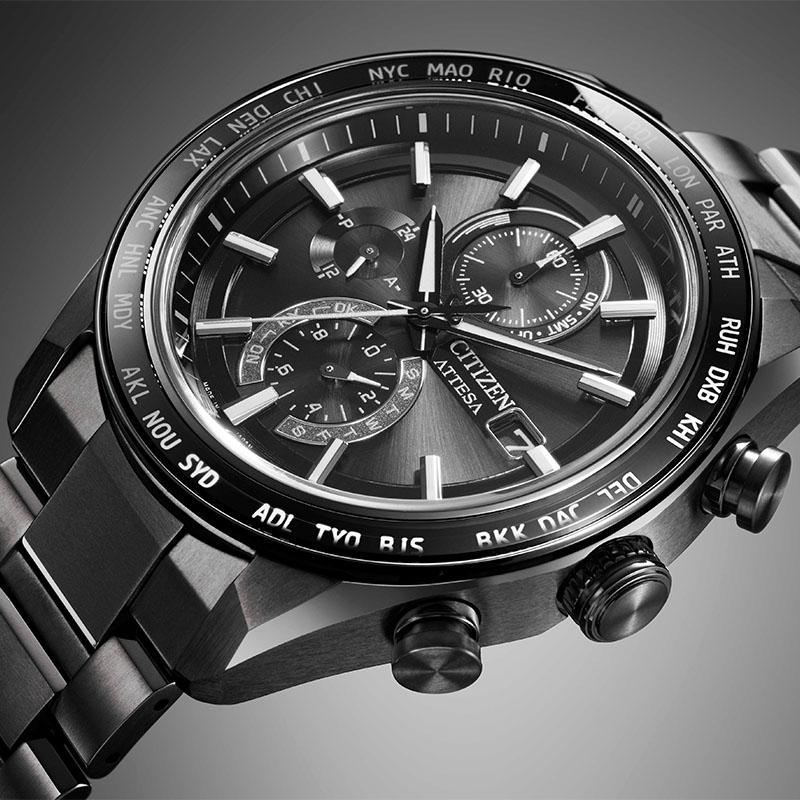 シチズン アテッサ ATTESA ACT Line AT8294-59E メンズ ブラックチタン エコドライブ電波 ソーラー アクト 爆買の画像