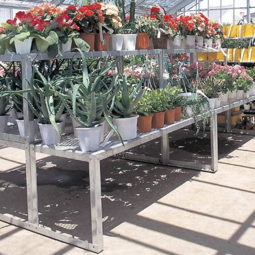 園芸台段(W150×D50×H113)キャスター付　中日販売　業務用　ホームセンター　陳列棚 |  | 01