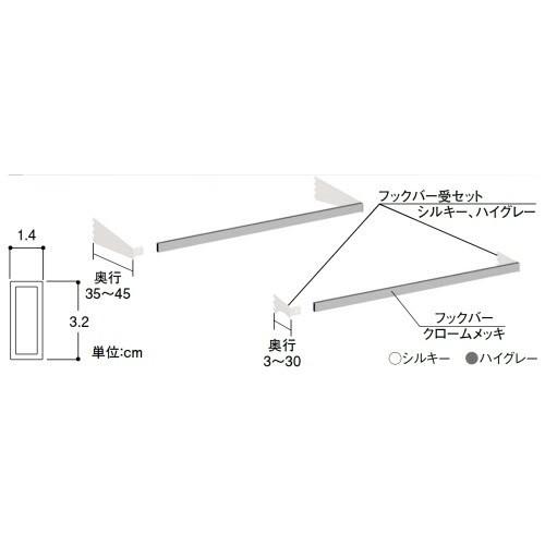 6655 店舗什器 中日販売 UL 金具用バーセット 90cm 10本 フック　50本 セット 愛知県岡崎市 直接引取可 ULフックバーセット(W90×D25） 中日販売 システム什器 ゴンドラ : テン