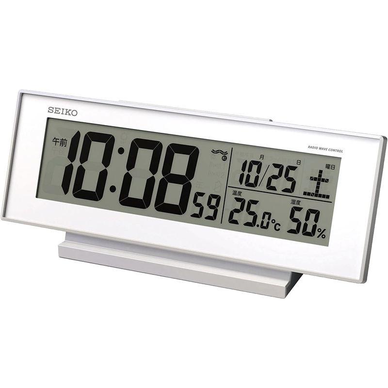 セイコー クロック 目覚まし時計 常時点灯 電波 デジタル カレンダー 温度 湿度 表示 夜でも見える 白 SQ762W SEIKO｜110110-3｜11